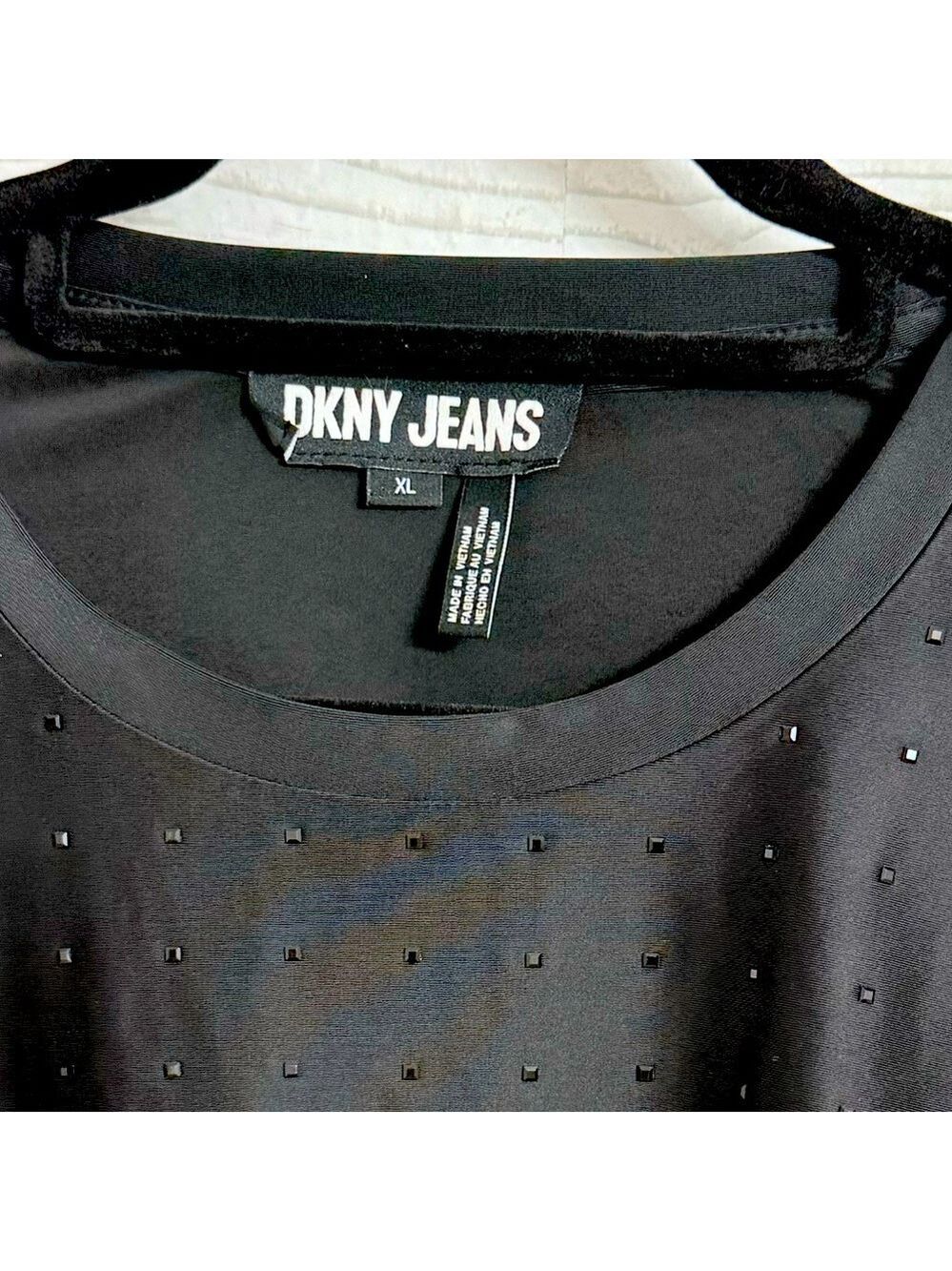DKNY Jeans Black Spandex Sleeveless Sequin Crop Top Size XL - Picture 4 of 6